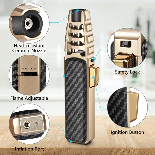 Windproof Torch Lighter with Adjustable Flame