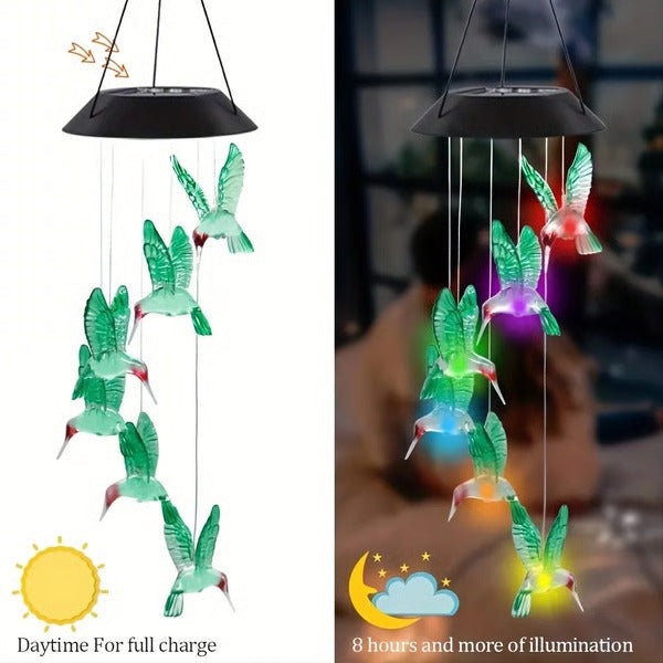 Solar Wind Chimes Outdoor Waterproof, LED Color Changing Butterfly, Dragonfly, Hummingbird Lights, Perfect for Garden