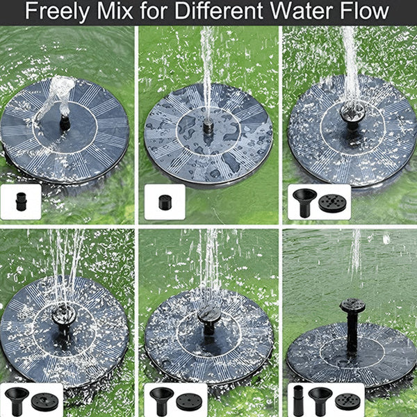 Efficient Solar Garden Fountain | Eco-Friendly Waterfall Fountain for Outdoors | 4-Mode Mini Solar Fountain