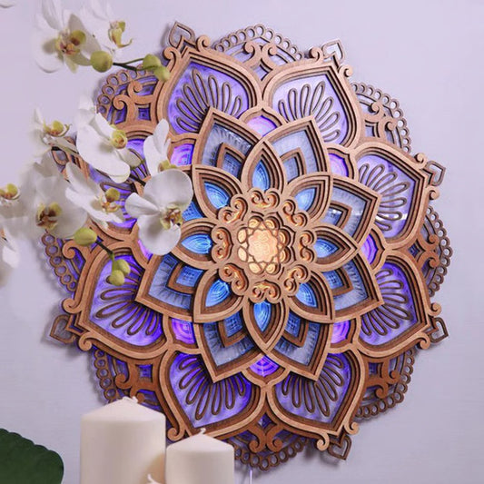 Handmade Wooden Mandala Wall Lamp