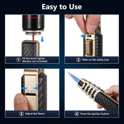 Windproof Torch Lighter with Adjustable Flame