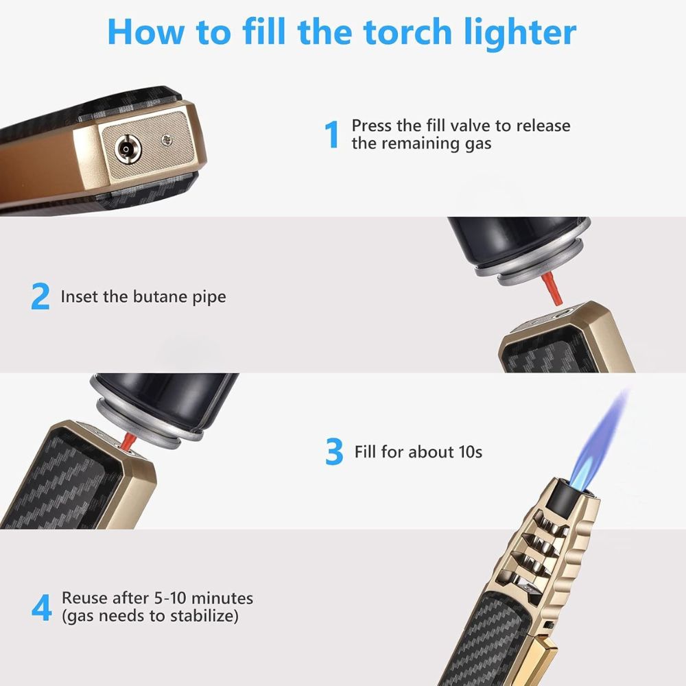 Windproof Torch Lighter with Adjustable Flame