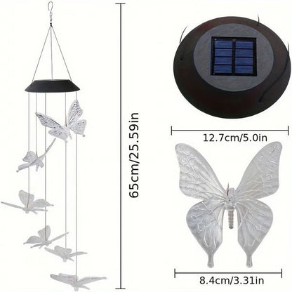 Solar Wind Chimes Outdoor Waterproof, LED Color Changing Butterfly, Dragonfly, Hummingbird Lights, Perfect for Garden